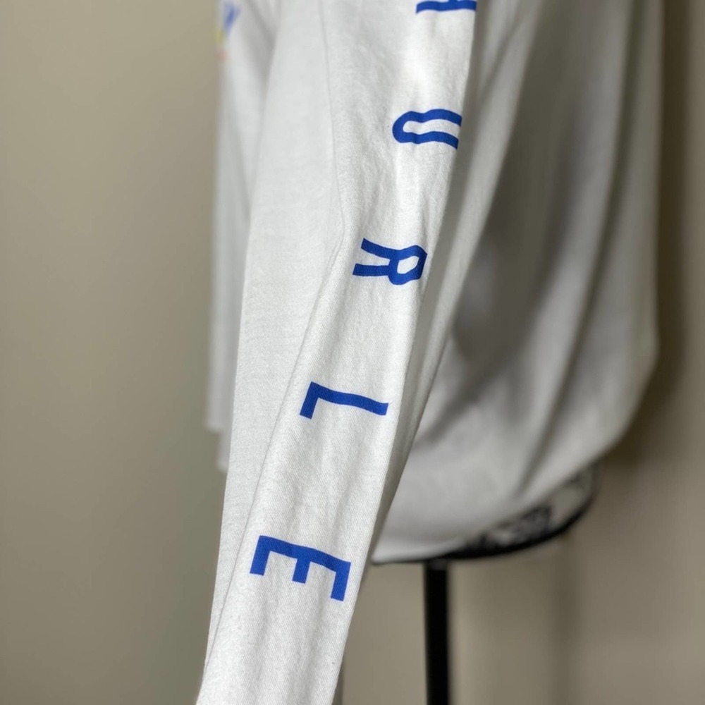 HURLEY WOMENS WHITE GRAPHIC CREW NECK LONG-SLEEVE CROP TOP* SIZE XS - Picture 3 of 7